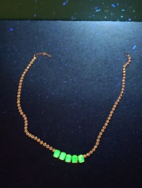 Vintage Uranium Glass Rhinestone Necklace
